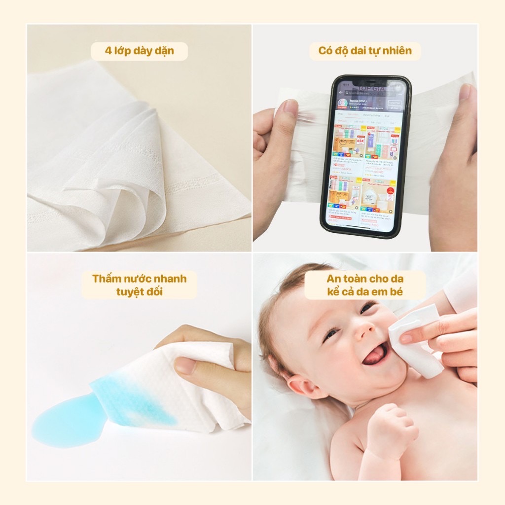 1 GÓI Khăn khô, khăn giấy ăn rút Topgia 4 lớp 300 tờ siêu dai [BH: NONE]