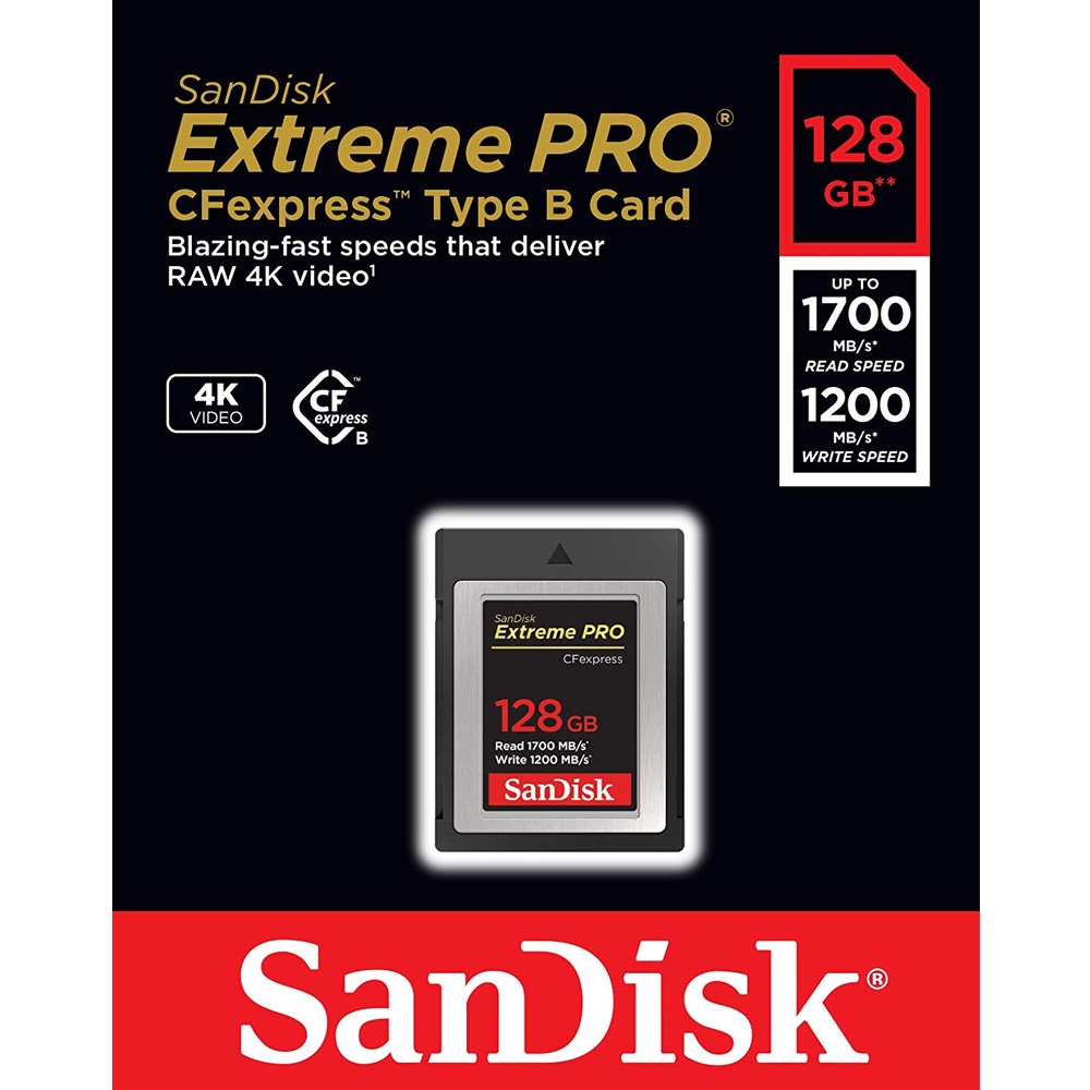Thẻ nhớ máy ảnh SanDisk 128GB Extreme Pro Type B CFE chính hãng [BH: 2 NĂM]