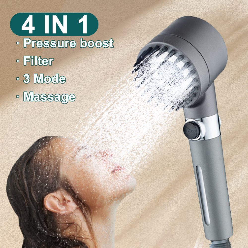 Vòi sen nhà tắm tăng áp kèm gai đầu massage đa năng 4 trong 1 có dây [BH: NONE]