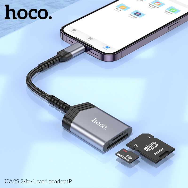 Jack chuyển, Đầu đọc thẻ nhớ HOCO Lighting UA25 iphone 2in1 chính hãng [BH: 1 NĂM]