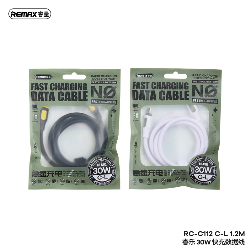 Cáp sạc nhanh 30w REMAX RC-C112 (c-l) Type C ra iPhone Lightning PD chính hãng [BH 1 năm]