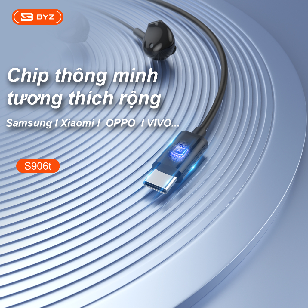 Tai nghe có dây type-c BYZ S906 chính hãng [BH 6 tháng]