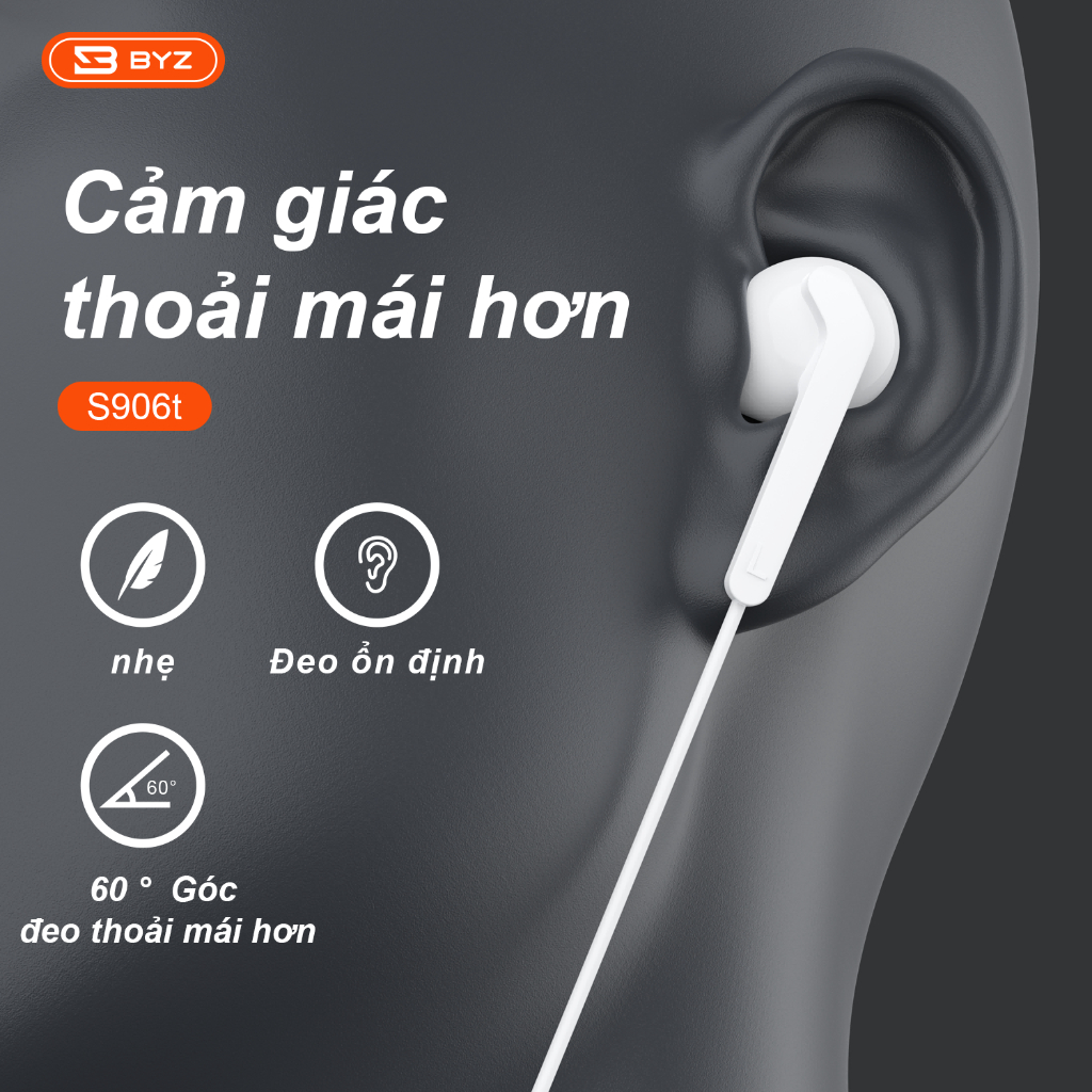 Tai nghe có dây type-c BYZ S906 chính hãng [BH 6 tháng]