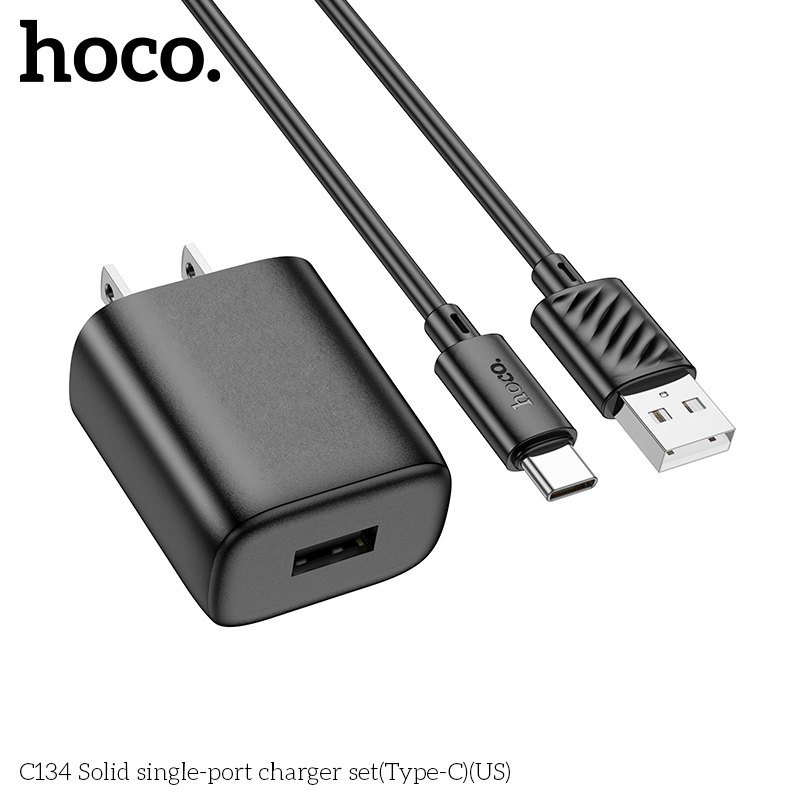 Bộ sạc nhanh 12w Hoco C134 usb ra Type-C chính hãng [BH 1 Năm]