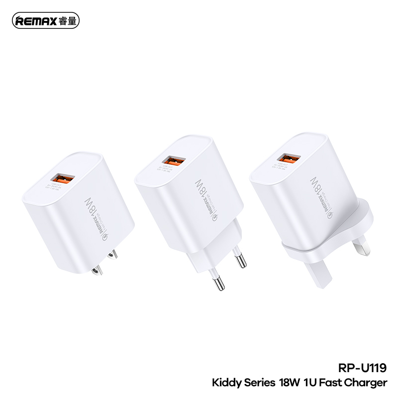 Cóc sạc nhanh 18w Remax RP-U119 US (CHÂN DẸP) 1 cổng usb chính hãng [BH: 1 NĂM]
