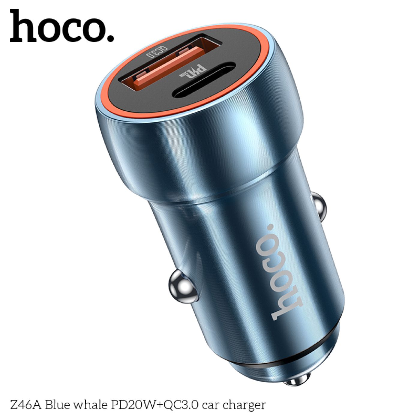 Cóc sạc nhanh xe hơi 20W HOCO Z46A (1 USB + 1 Type-C) Chính Hãng Cho Ô Tô [BH 1 năm]