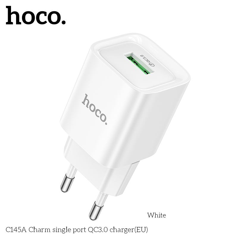 Bộ sạc nhanh micro 18w HOCO C145A EU QC3.0 (cóc 1 cổng USB, cáp usb ra samsung micro) chính hãng [BH 1 năm]