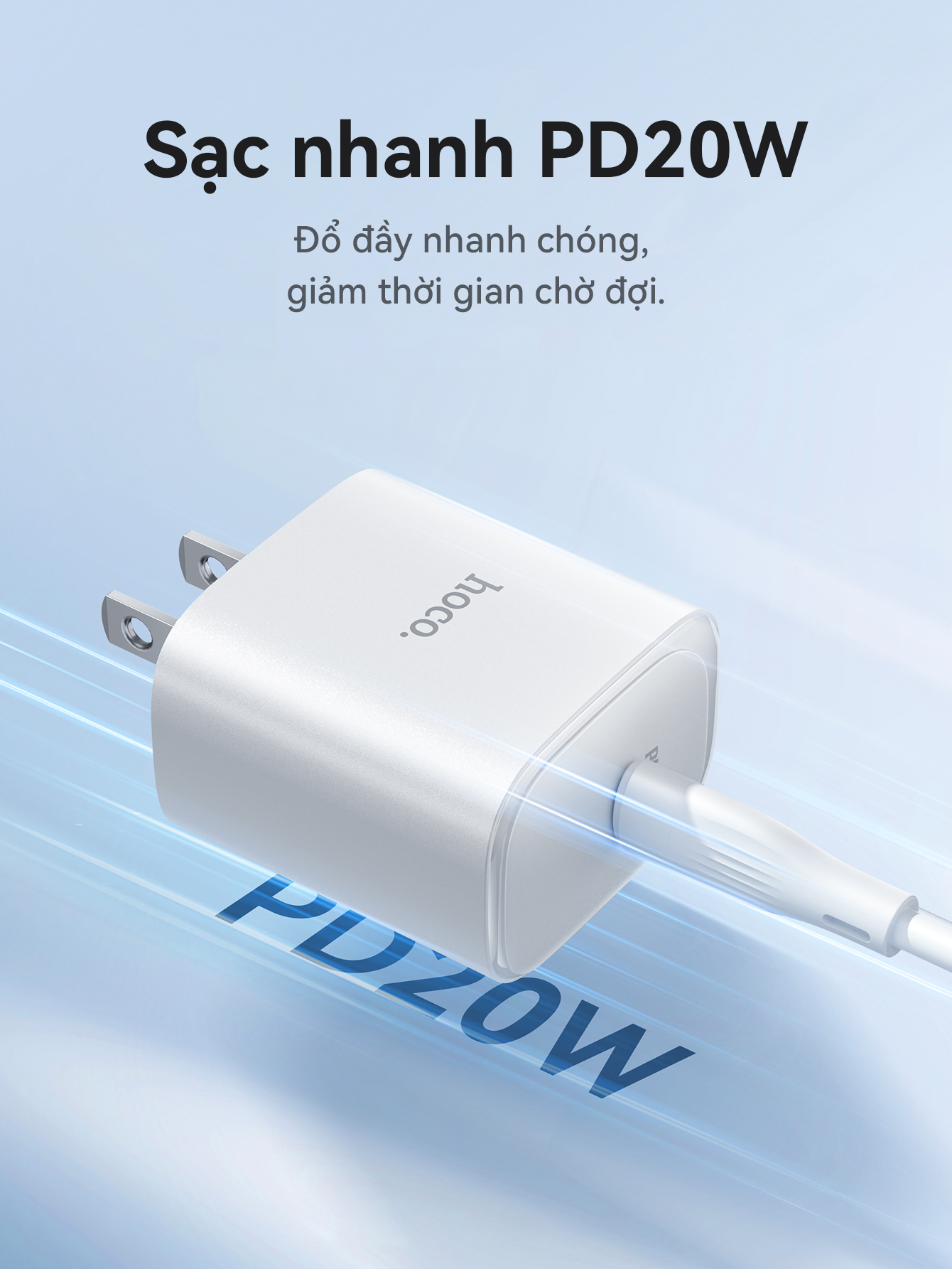 Cóc sạc nhanh 20w HOCO DMC5 1 cổng type-c PD chính hãng DM-C5 [BH 1 Năm]