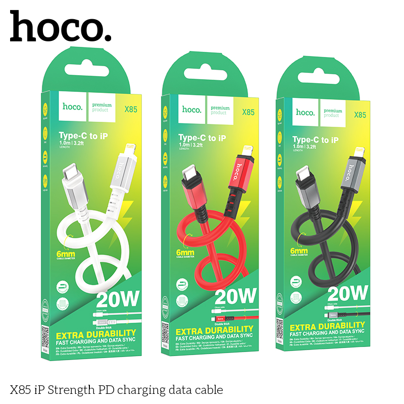 Cáp sạc nhanh 20w Hoco X85 (c-l) cổng Type C ra iPhone Lighting chính hãng [BH 1 NĂM]