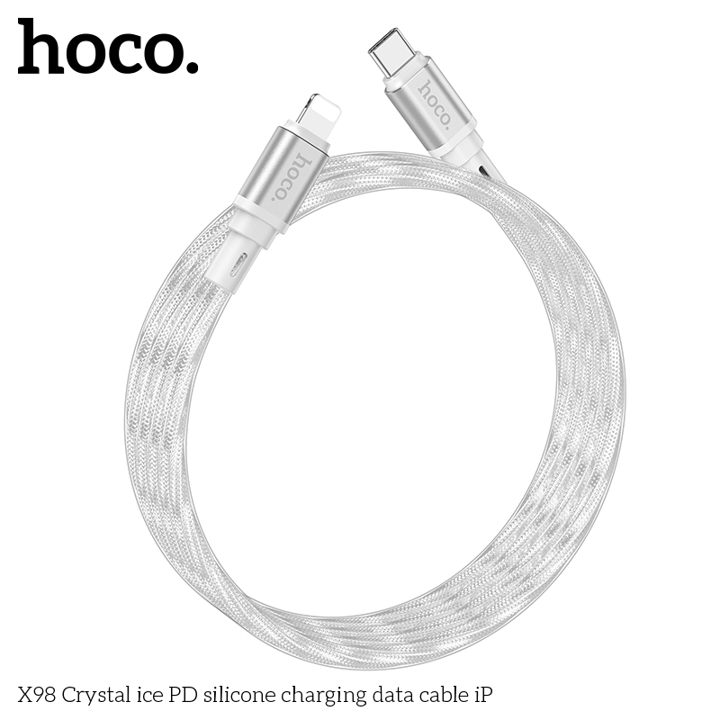 Cáp sạc nhanh 20w HOCO X98 (c-l) cổng Type C ra iPhone Lightning truyền dữ liệu silicone băng tinh thể chính hãng [BH 1 NĂM] p309-10102-9l9-5103