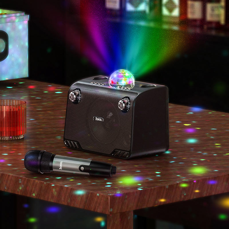Loa bluetooth kèm 2 mic Karaoke có đèn Hoco BS41 Plus chính hãng [BH 1 năm]