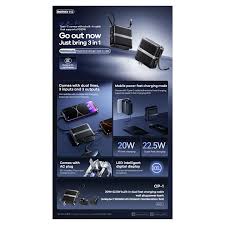 Pin sạc dự phòng REMAX CP-1 15.000mAh sạc nhanh 22.5w pin có màn LCD kèm cáp liền pin, phích cắm 220v tiện lợi