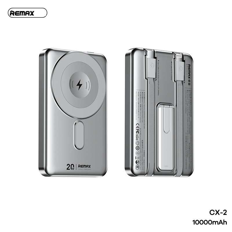 Pin sạc nhanh không dây 20w REMAX CX-2 10.000mAh dự phòng magnetic kèm cáp liền pin chính hãng [BH 1 Năm]