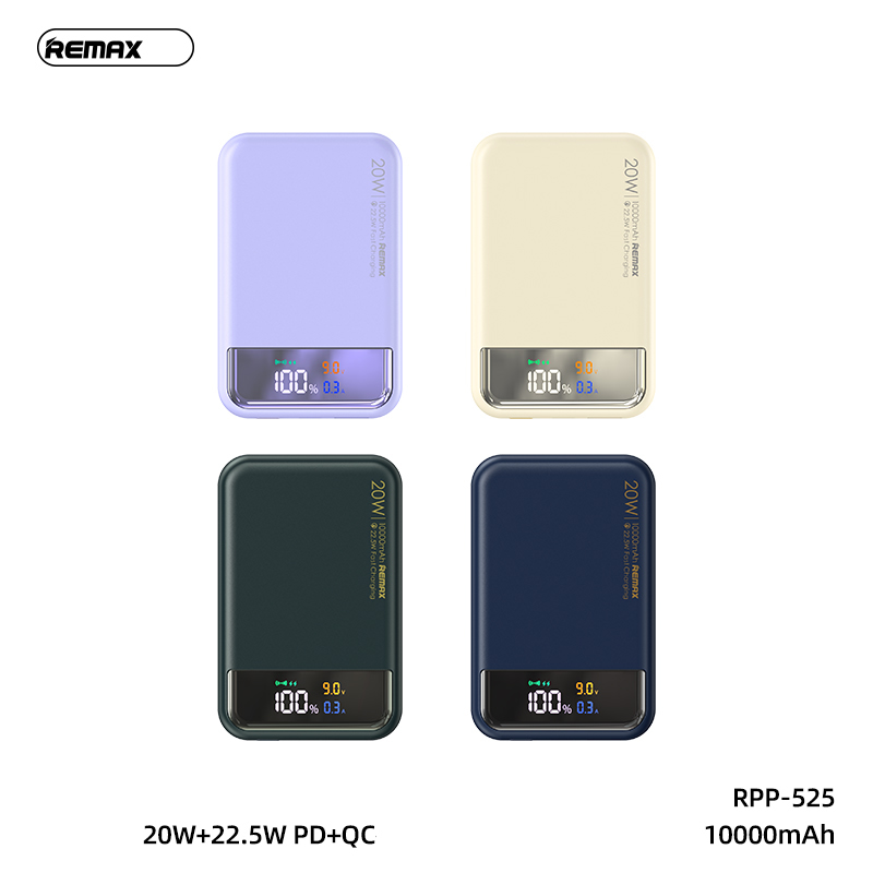 Pin sạc nhanh 22.5w không dây Remax RPP-525 10.000mAh mẫu magsafe dự phòng QC3.0+PD 22.5W chính hãng [BH 1 năm]