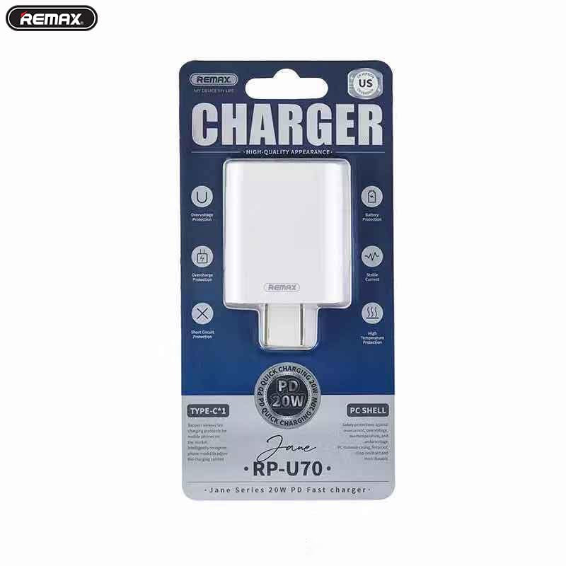 Cóc sạc nhanh 20w REMAX RP-U70 (1 cổng Type C) PD cho iPhone 11 12 13 chính hãng [BH 1 năm]