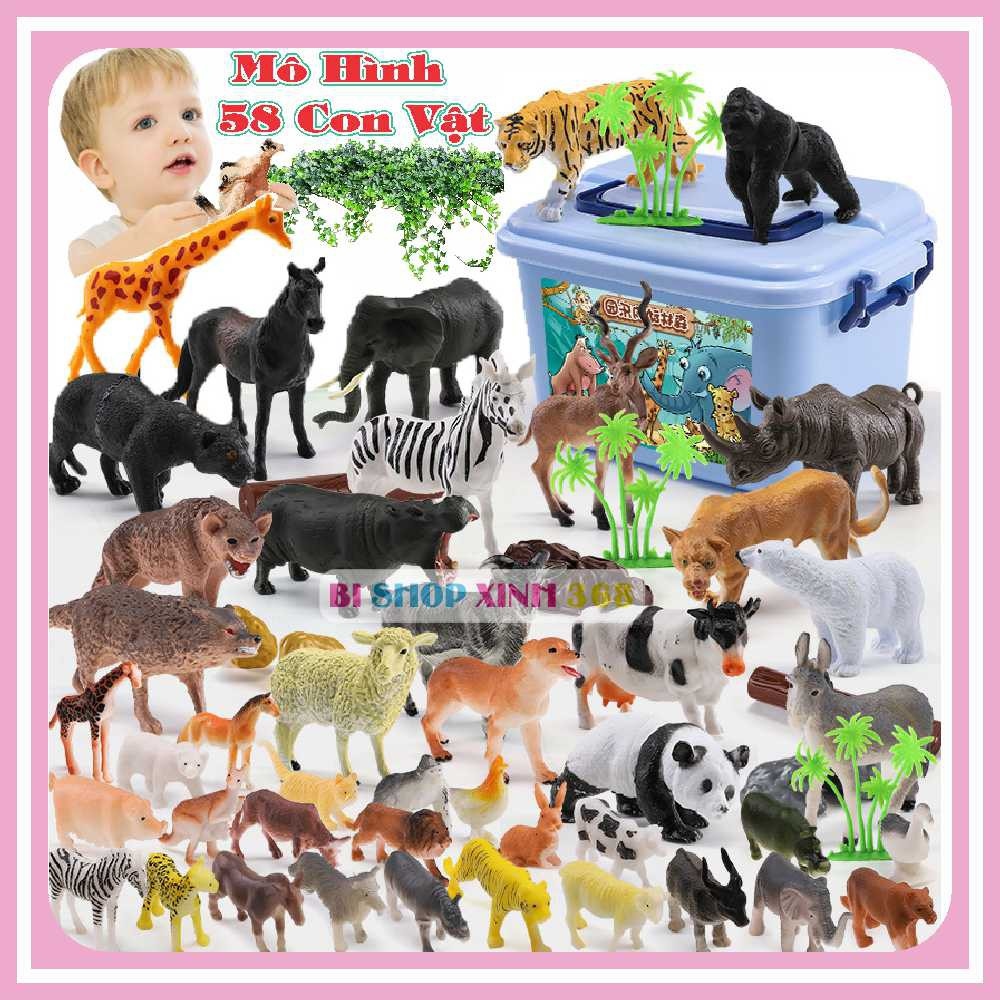 Thùng quà tặng mô hình khủng long lớn 58 món trong rừng cho bé [BH: NONE]