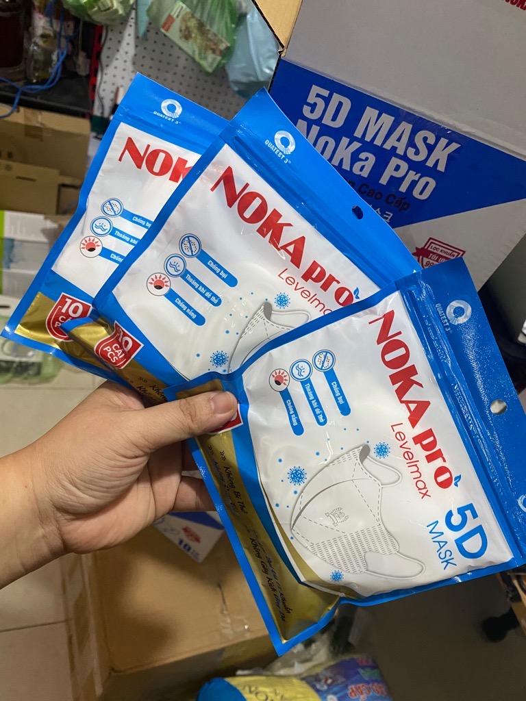 Thùng 100 cái khẩu trang NOKA PRO 5D MAX [thùng10 bịch, mỗi bịch 10 cái]