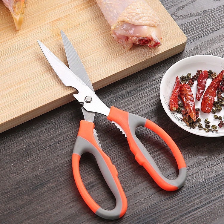 Kéo làm bếp đa năng phối 2 màu cam xám K024 [BH: None]