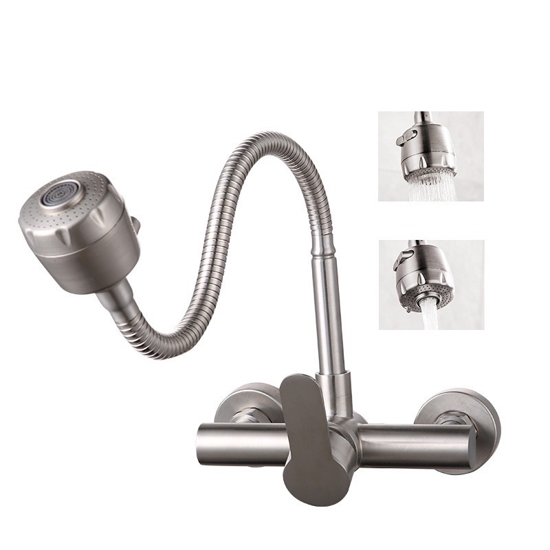 Vòi rửa chén bát nóng lạnh inox 304 Xịn xoay 360 độ tiện lợi [BH: None]