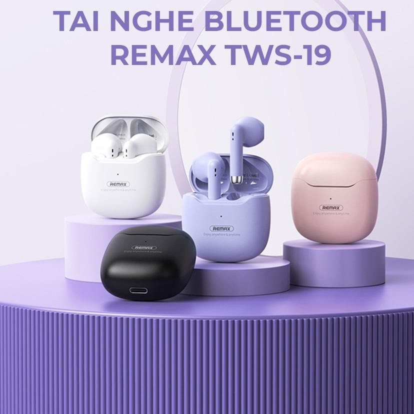 Tai nghe bluetooth REMAX TWS-19 true wireless kiểu dáng airpods có đế sạc chính hãng [BH 1 năm]