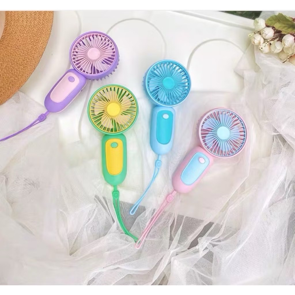 Quạt cầm tay 5 cánh summer N0.8829 phối 2 màu có quai đeo [BH: NONE]
