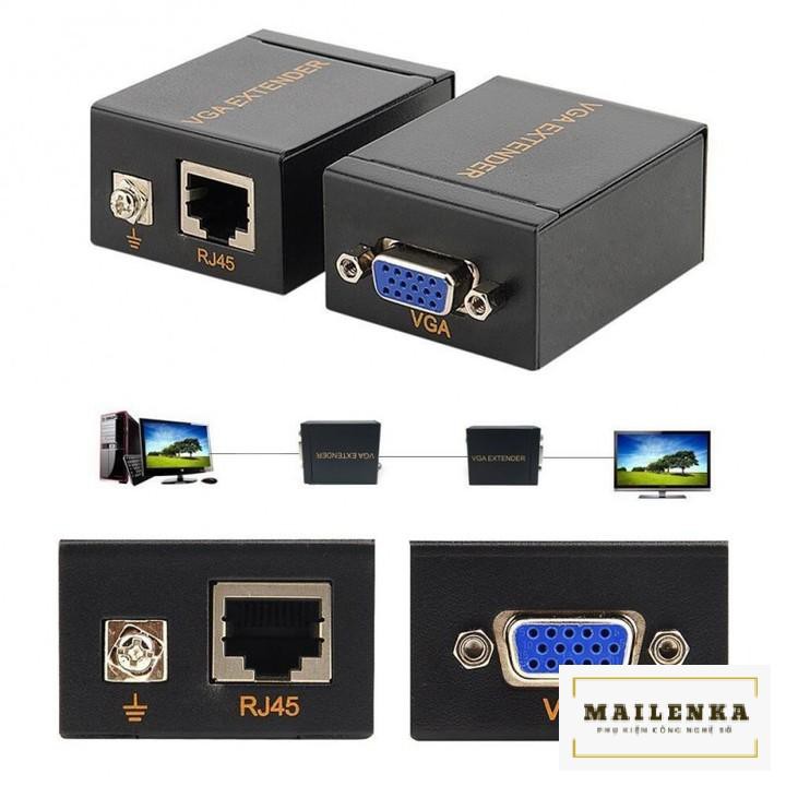Bộ chuyển khuếch đại tín hiệu kéo dài VGA 60m bằng cáp mạng Ethernet full HD 1080P [BH 1 tháng]