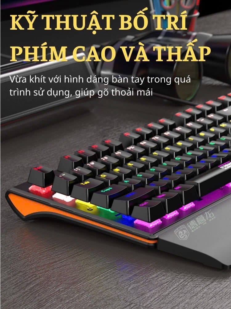 Bàm phím Cơ có dây Deiog M105 MÀU ĐEN Gaming Blue switch có led CHÍNH HÃNG [BH: 1 NĂM]