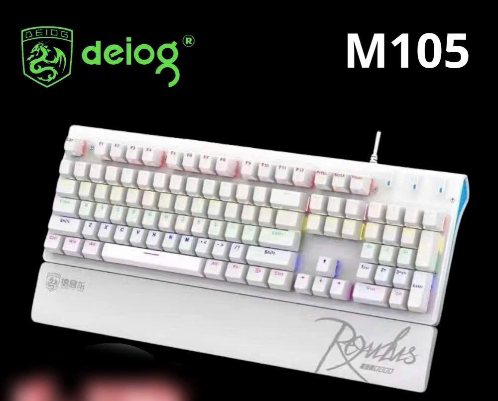 Bàm phím Cơ có dây Deiog M105 MÀU TRẮNG Gaming Blue switch có led CHÍNH HÃNG [BH: 1 NĂM]