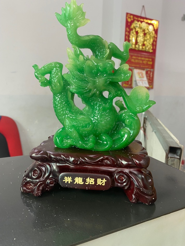 Tượng Rồng ngọc đuôi full xanh phong thủy may mắn [BH:NONE]
