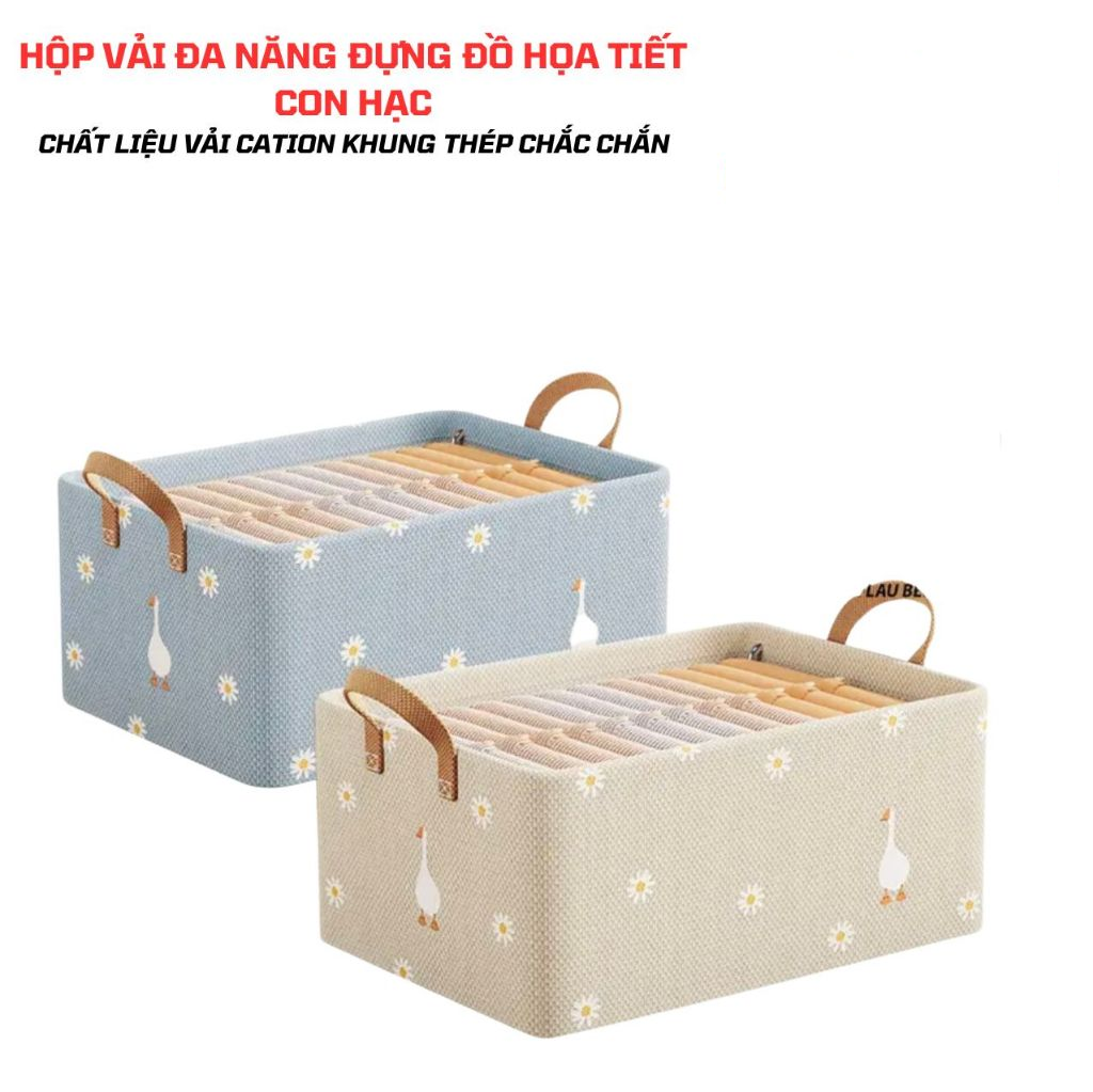 Túi đựng quần áo, chăn màn khung thép họa tiết hoa cúc có quai cầm [BH: NONE]