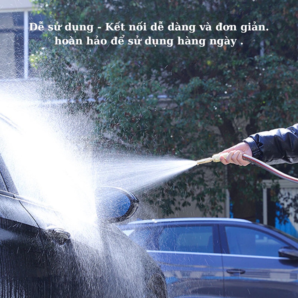 Bộ vòi xịt tăng áp VÀNG ĐEN kèm dây 5m rửa xe, tưới cây tiện lợi [BH: NONE]