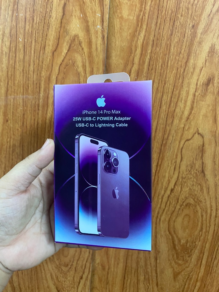 Bộ sạc nhanh 25W iPhone 14 Promax Hộp tím (cóc 1 cổng Type C + Cáp Type C ra Lightning (c-l)) [BH: 6 Tháng]