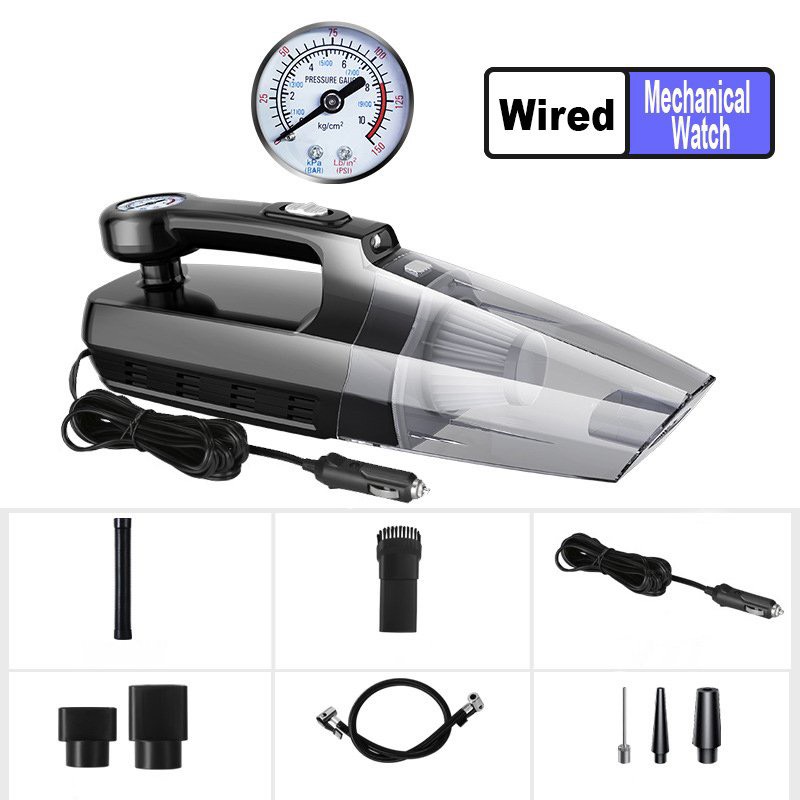 Máy hút bụi 120w (NGUỒN OTO) công suất 6000pa (gấp đôi hàng cũ) mẫu mới kiêm bơm xe đo áp suất lốp cho xe hơi ô tô 4 in 1 Vacuum Cleaner hàng loại 1 [BH 1 tuần] / pktn sale
