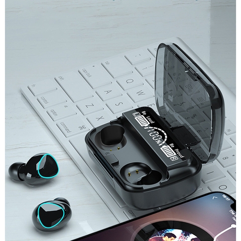 Tai nghe bluetooth TWS M10 (giống F9) V5.1 kiểu dáng airpods có đế sạc có màn hình lcd [BH 3 tháng]
