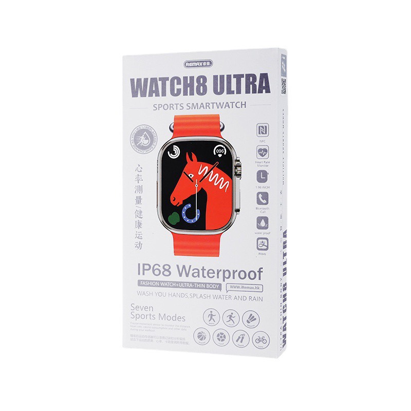 Đồng hồ thông minh Remax Watch 8 ULTRA {Cam/ Đen} Smart Watch chính hãng [BH 1 Năm]
