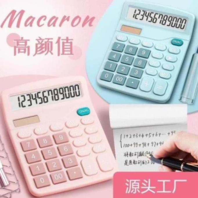 Máy tính học sinh bỏ túi Blue Pink (xài pin / năng lượng mặt trời)