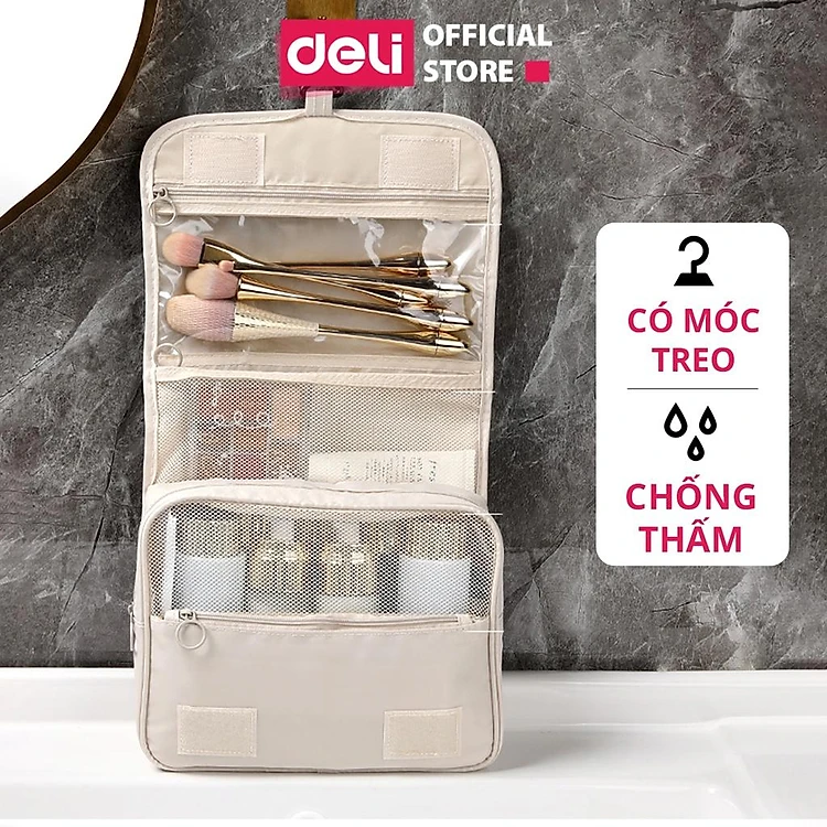 Túi đựng mỹ phẩm du lịch Dafeng có quai xách, móc treo tiện lợi, thiết kế sang trọng / pktn sale