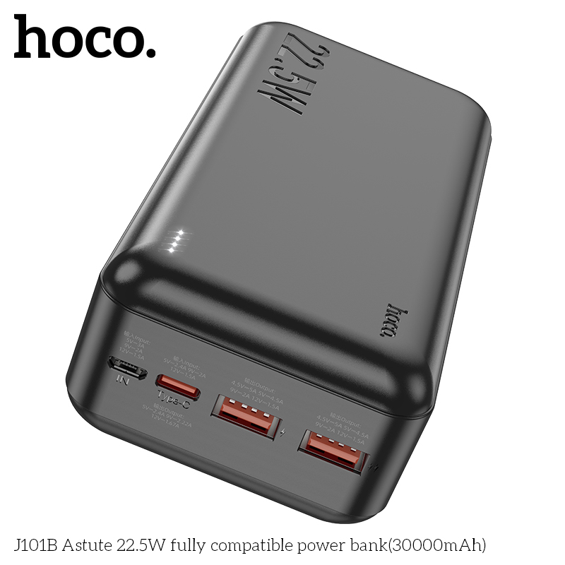 Pin sạc nhanh 22.5w HOCO J101B 30.000mAh PD20w QC3.0 (sạc dự phòng) chính hãng [BH 1 năm]