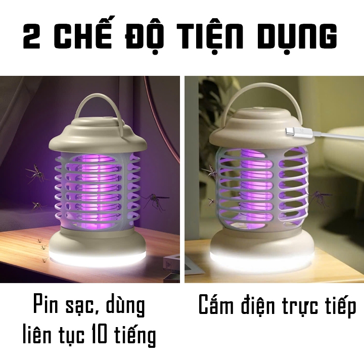 Đèn phượt, cắm trại kiêm bắt muỗi 2in1 có quai cầm/ treo tiện lợi [BH: NONE]