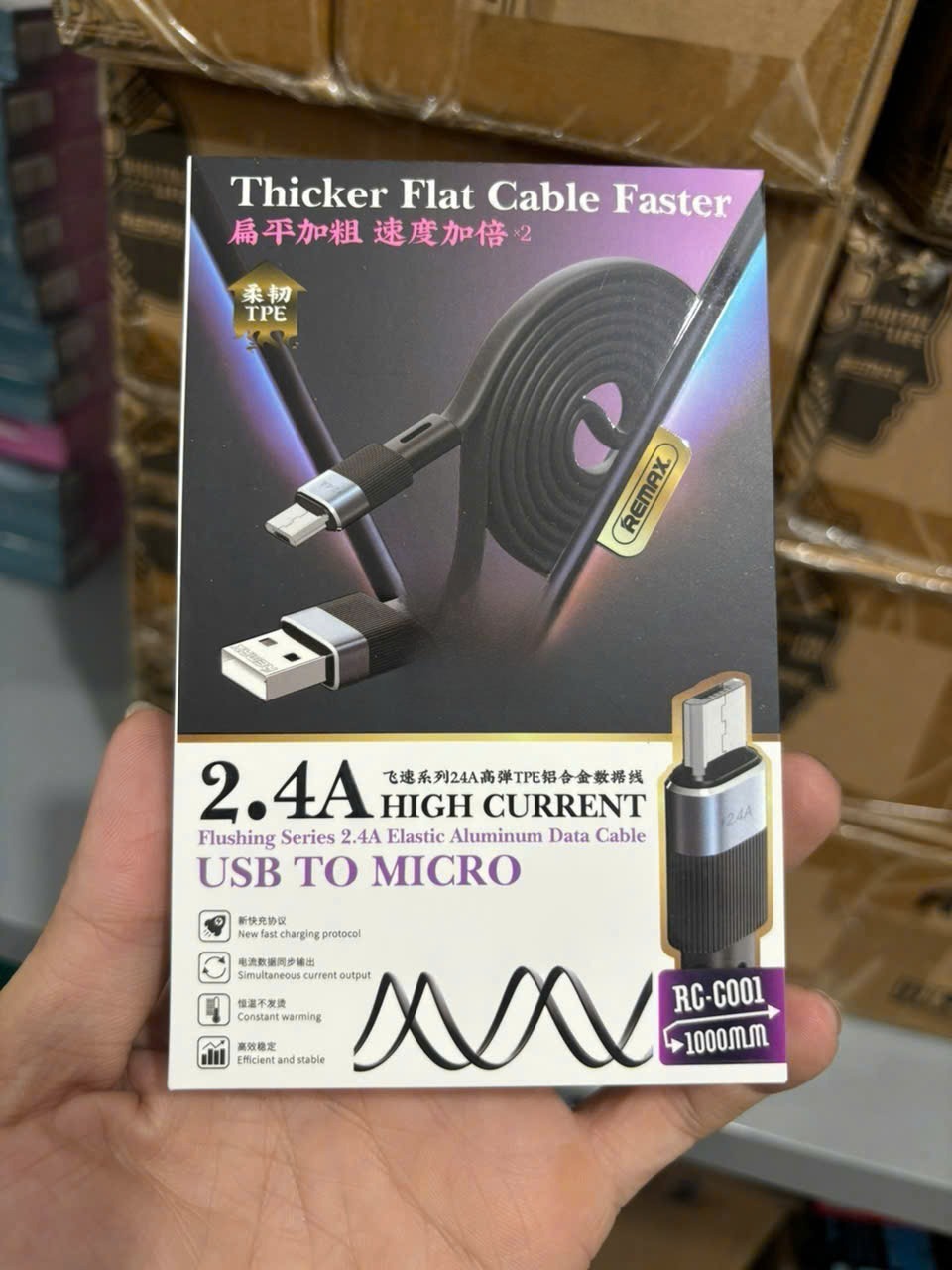Cáp sạc nhanh 2.4A REMAX RC-C001 Micro cáp USB ra MICRO dài 1m chính hãng