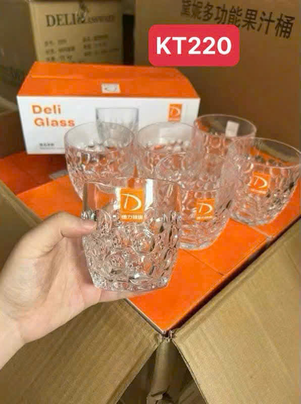 Hộp 6 ly thủy tinh Deli Grass DG220 uống bia, rượu siêu sang [BH: NONE]
