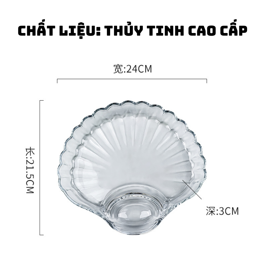 Đĩa thủy tinh đựng thức ăn có khay đựng nước chấm 24x21.5x3cm [BH: NONE]