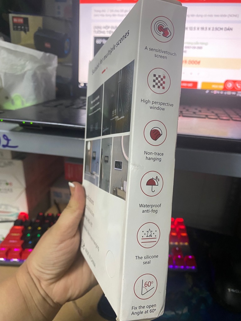 Hộp đựng điện thoại chống nước MAGIC BOX 12.5 x 19.3 x 2.5cm dán tường tiện dụng có móc treo khăn