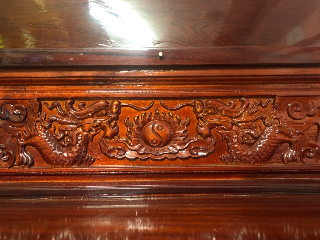 [Hàng cũ] Bàn thờ Phật, thờ Gia Tiên 2 tầng gỗ tràm nhị cấp (ngang 147, cao 136, sâu 60 cm) [mới 96%, cần thanh lý giá rẻ] / pktn sale