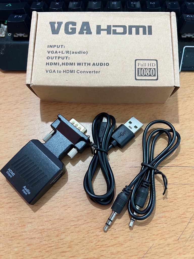 Cáp chuyển, box chuyển đổi VGA ra HDMI (có audio) hộp giấy full HD Converter [BH 3 tháng] / pktn sale