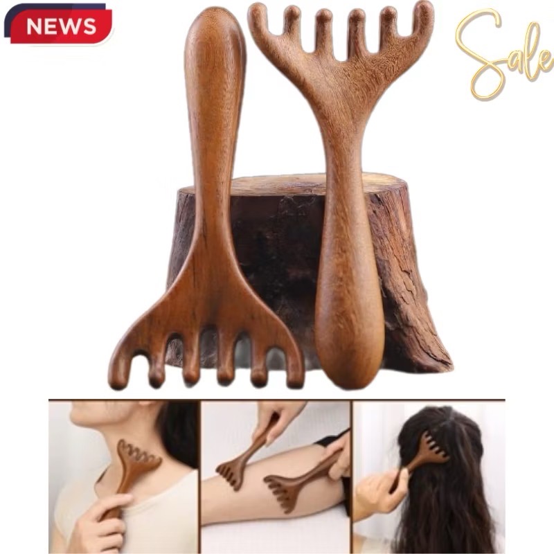 Lược gỗ đàn hương massage cầm tay toàn thân lưu thông khí huyết, đã thông tĩnh mạch
