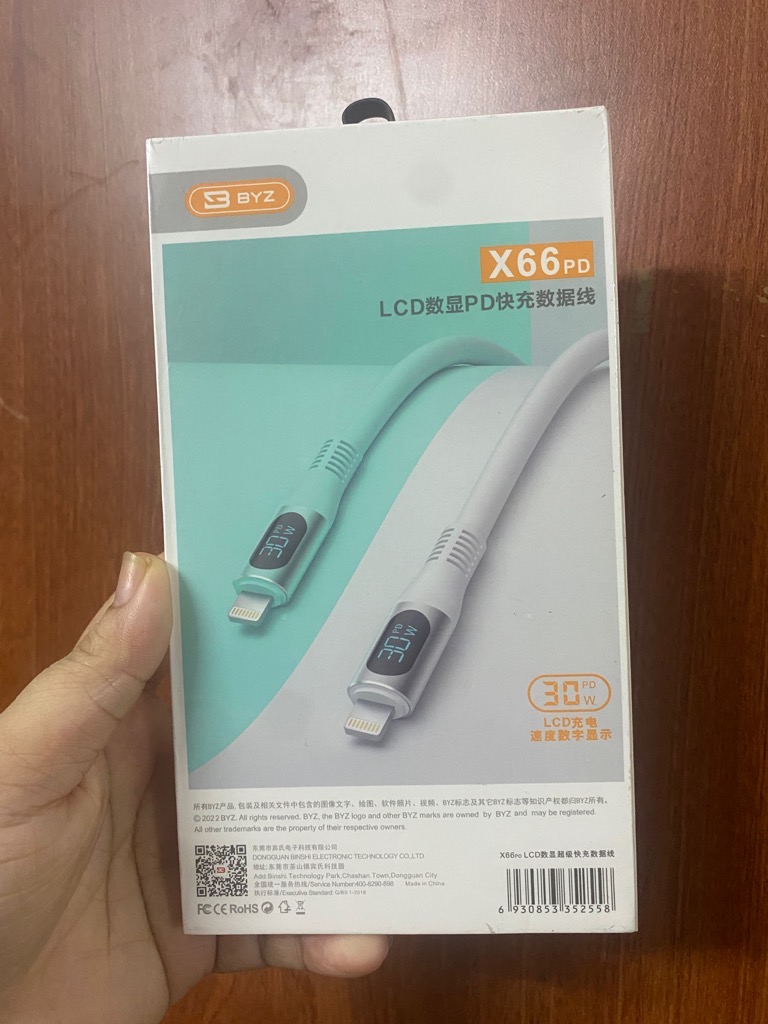 Cáp sạc nhanh 30W BYZ X66 PD (c-l) Type C ra iPhone Lightning chính hãng [BH: 6 THÁNG]