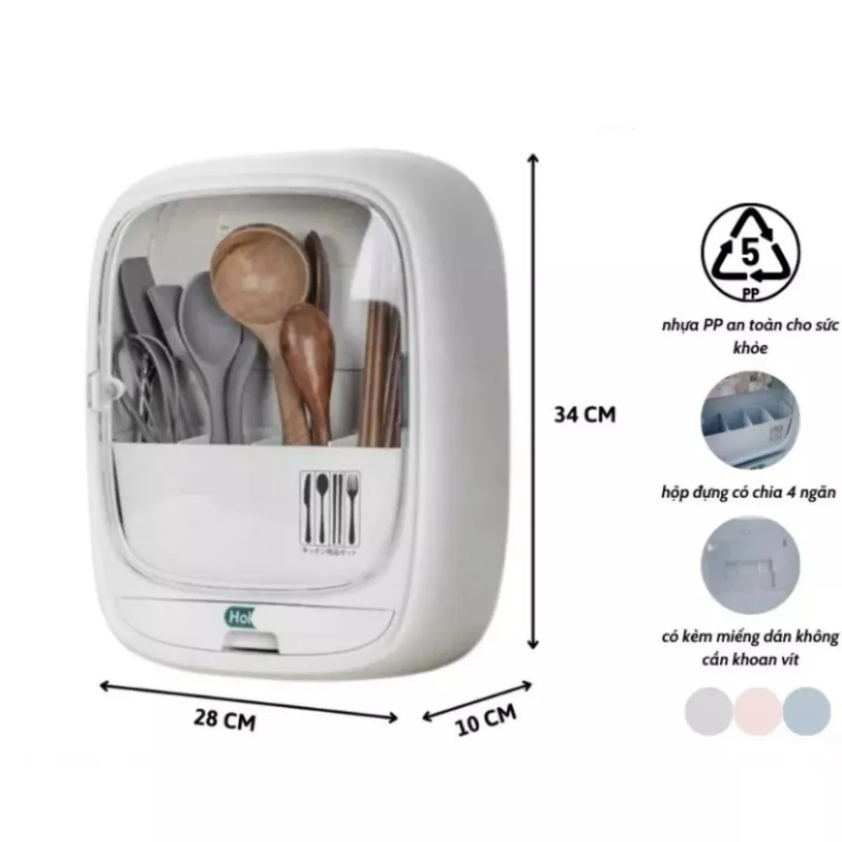 Tủ nhựa HKR-6788 đựng đũa muỗng nhà bếp có nắp tiện lợi, an toàn vệ sinh [BH: NONE]