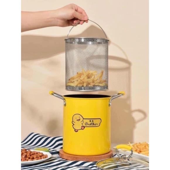 Nồi Chiên Ngập Dầu Mini Vịt Vàng 18cm (Kèm Rổ Inox) [BH 1 tuần] / pktn sale