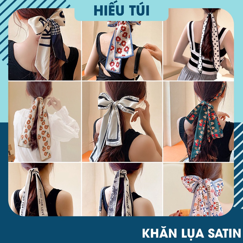 Khăn lụa Satin buộc tóc, quấn túi, quàng cổ turban đa năng nhiều hoạ tiết thời trang / pktn sale